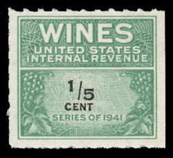 U.S. Scott #RE108, 1942 1/5c Wine Stamp