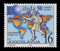 YUGOSLAVIA Scott # 2578, 2002 Int'l. Federation of Stamp Dealers' Asssociations, 50th Anniversary