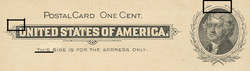 U.S. Scott # UX  14, 1897 1c Thomas Jefferson, black on buff, VARIETY 1 - MINT FACE Postal Card (See Warranty)
