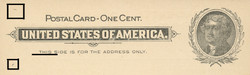 U.S. Scott # UX  14, 1897 1c Thomas Jefferson, black on buff, VARIETY 6 - MINT FACE Postal Card (See Warranty)