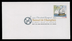 U.S. Scott #4073, 2006 39c Samuel de Champlain First Day Cover.  Digital Colorized Postmark