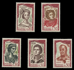 FRANCE Scott #  997-1001, 1961 Great French Actors & Actresses (Set of 5)