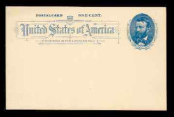 U.S. Scott # UX  11, 1891 1c Ulysses S. Grant, blue on grayish white - Mint Face Postal Card