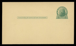 U.S. Scott # UX  27CAN/UPSS # S37EC, 1914 1c Thomas Jefferson, green on canary - Mint Face Postal Card