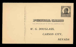 U.S. Scott # UX  20, 1908 1c William McKinley, Square Design (linbe on front), black on buff - Unused (Preprinted) Postal Card