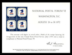 Brookman PS 8/Scott SC23 1972 Postal Forum VI Souvenir Card