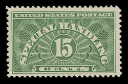 U.S. Scott # QE 2a, 1955 15c Special Handling, Yellow Green - Dry Printing