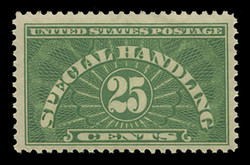 U.S. Scott # QE 4a, 1928 25c Special Handling, Yellow Green - Wet Printing