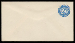 U.N.N.Y. Scott # U  1 S, 1953 3c U.N. Emblem, light blue - Mint Envelope, Small Size