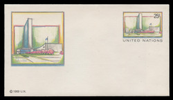 U.N.N.Y. Scott # U  8 S, 1989 25c UNNY Headquarters - Mint Envelope, Small Size