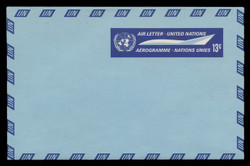 U.N.N.Y. Scott # UC  7, 1968 13c U.N. Emblem & Stylized Plane - Mint Air Letter Sheet, Folded