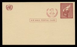 U.N.N.Y. Scott # UXC  2, 1959 4c +2c Airplane Wing & Globe - Mint Postal Card