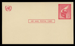 U.N.N.Y. Scott # UXC  3, 1959 5c Airplane Wing & Globe - Mint Postal Card