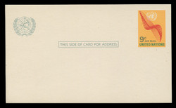 U.N.N.Y. Scott # UXC  8, 1972 9c U.N. Emblem & Stylized Wings - Mint Postal Card