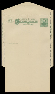 U.S. Scott # U 293, 1886 2c Grant, green on creamy white - Letter Sheet, UNFOLDED (See Warranty)
