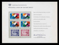 U.N. Souvenir Card #  7 - Peaceful Uses of Outer Space