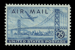 U.S. Scott # C  36a, 1947 25c San-Francisco-Oakland Bay Bridge, blue - Dry Printing