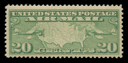 U.S. Scott # C   9, 1926-7 20c Map of U.S. & Planes, yellow green