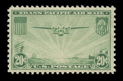 U.S. Scott # C  21, 1937 25c "China Clipper" over Pacific, green