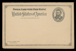 U.S. Scott # UY  1, 1892 1c Grant (WITH Frame) - Mint Message-Reply Card - FOLDED