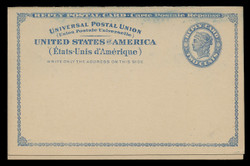 U.S. Scott # UY  2, 1893 2c Liberty Head (Blue) - Mint International Message-Reply Card - FOLDED
