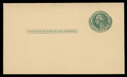 U.S. Scott # UY  7/UPSS #MR14B, 1925-51 1c Washington (Green) Single Frame Line on Various Shades of Buff - Mint Message-Reply Card - FOLDED