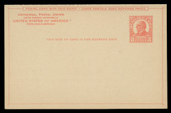U.S. Scott # UY 12-Pale Red on Cream/Buff, 1926 3c McKinley - Mint Message-Reply Card - FOLDED