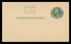 U.S. Scott # UY 14b/UPSS #MR23-3, 1952 2c on 1c Washington (Green) - Mint Message-Reply Card - FOLDED (See Warranty)