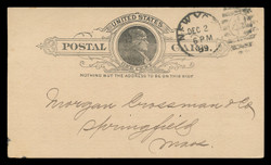 U.S. Scott # UX   9, 1886 1c Thomas Jefferson, black on buff - Used Postal Card