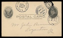U.S. Scott # UX  18, 1902 1c William McKinley, Side View, black on buff - Used Postal Card
