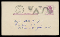 U.S. Scott # UX  48  T2, 1962 4c Abraham Lincoln, Precancelled - Used Postal Card (See Warranty)