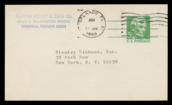 U.S. Scott # UX  55, 1968 5c Abraham Lincoln, Precancelled - Used Postal Card
