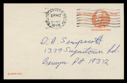 U.S. Scott # UX  74, 1978 (10c) John Hancock - Patriot Series (Non-Denominated) - Used Postal Card, DULL PAPER (See Warranty)