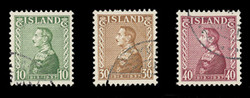 ICELAND Scott #  199-201, 1937 King Christian X, 25th Anniversary, USED (Set of 3)