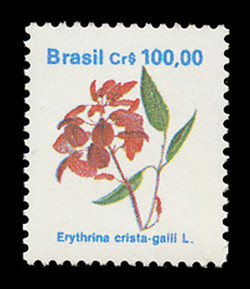 BRAZIL Scott # 2266, 1990 100cr Erythrina crista-galli L.