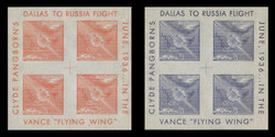 1936 (001) Clyde Pangborn Dallas to Russia Flight Poster Stamp Souvenir Sheets -  Set of 2