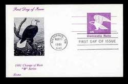 U.S. Scott #UX 88 (12c) "B" Eagle Postal Card First Day Cover.  Lorstan cachet.