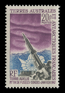 FSAT Scott #  29, 1967  Aurora Australis, Map, & Rocket
