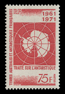 FSAT Scott #  45, 1971  10th Anniversary, Antarctic Treaty