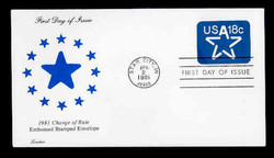 U.S. Scott #U593 18c Star Envelope First Day Cover.  Lorstan cachet.