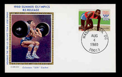 U.S. Scott #UX 80 10c 1980 Summer Olympics RE-ISSUE Postal Card First Day Cover. Colorano cachet.