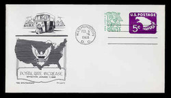 U.S. Scott #U553a 5c (U550) + 1c Eagle-Tagged Envelope First Day Cover.  Day Lowry Aristocrat cachet.