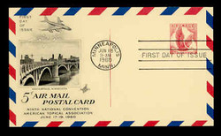 U.S. Scott #UXC 3 5c Eagle with Broken Line Postal Card First Day Cover.  Artcraft cachet.