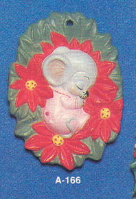 A-166 Mouse on Poinsettias