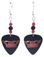 Aerosmith Logo Guitar Pick Beaded Earrings, Handmade in USA