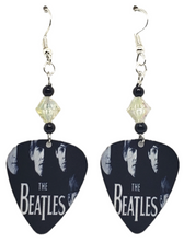 The Beatles Guitar Pick Beaded Earrings, Handmade in the USA