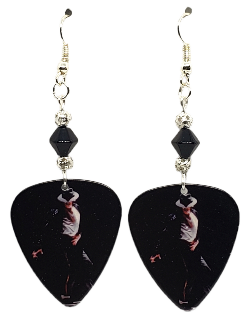 Michael Jackson Guitar Pick Beaded Earrings Handmade in USA