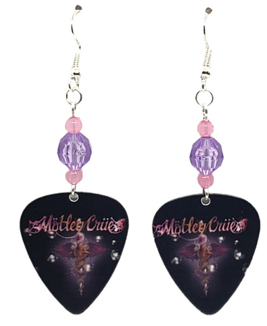 Motley Crue Rock Band Guitar Pick Earrings, Handmade in the USA