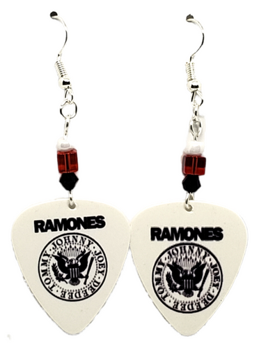 The Ramones Guitar Pick Earrings, Handmade in the USA