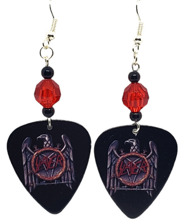 Slayer Rock Band Guitar Pick Earrings, Handmade in the USA